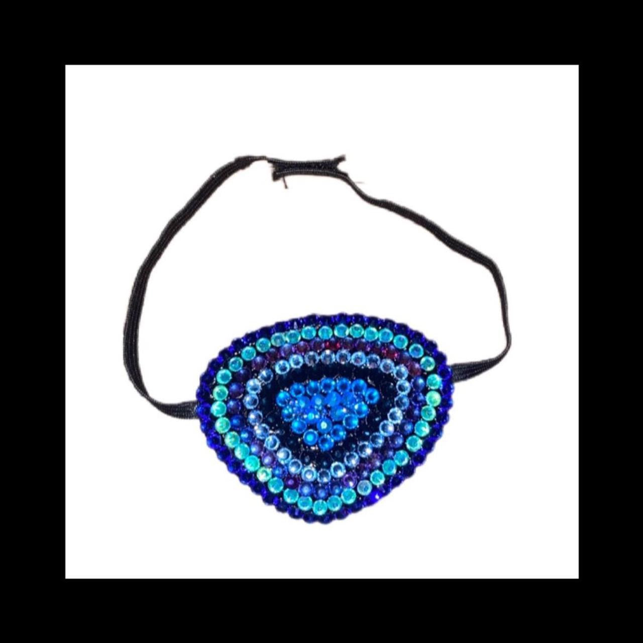 Blue Circles Design Fancy Crystal Eye Patch