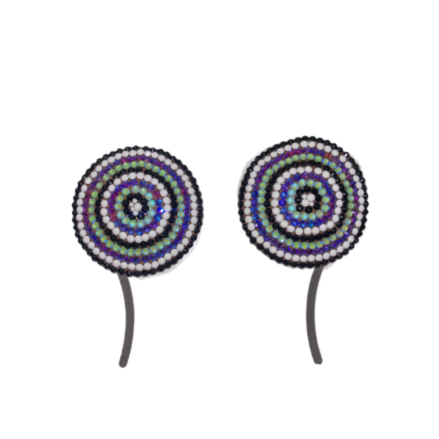 Black Purple Green & White Circles Diamonds Luxe Crystal Pasties