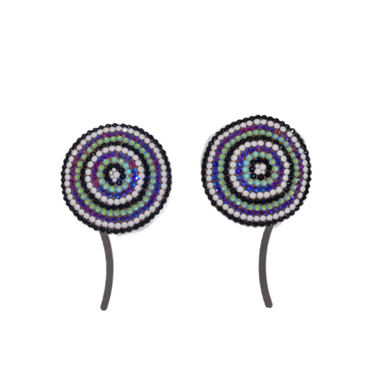 Black Purple Green & White Circles Diamonds Luxe Crystal Pasties
