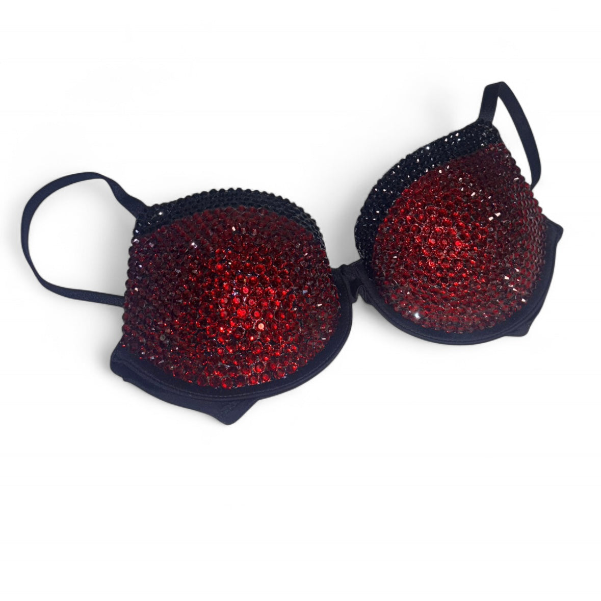 Dark Siam Red Black Rhinestone Bra Top Size 32B