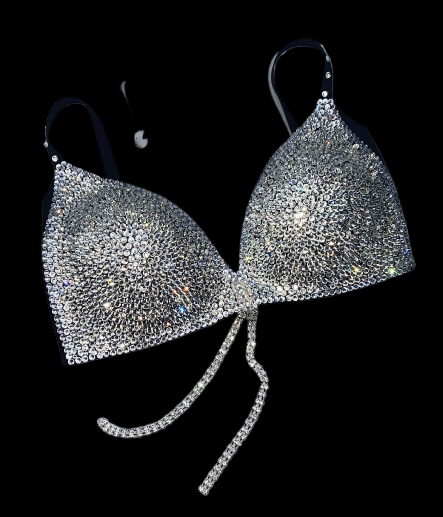 Luxe Crystal Diamond Wireless Bra With Dangles In Black