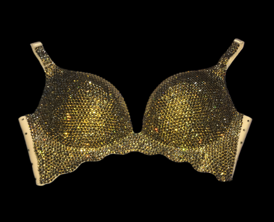 Gold Colorado Topaz Luxe Crystal Diamond Wireless Bra In Nude
