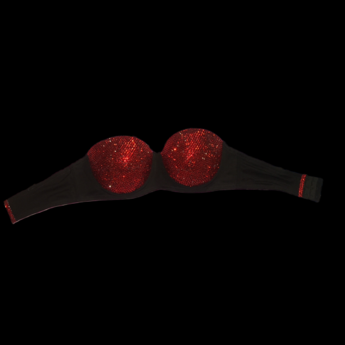 Siam Red Luxe Crystal Strapless Bra In Black