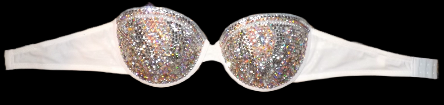 Crystal AB Opal & Pearls Diamond Strapless Bralet In White