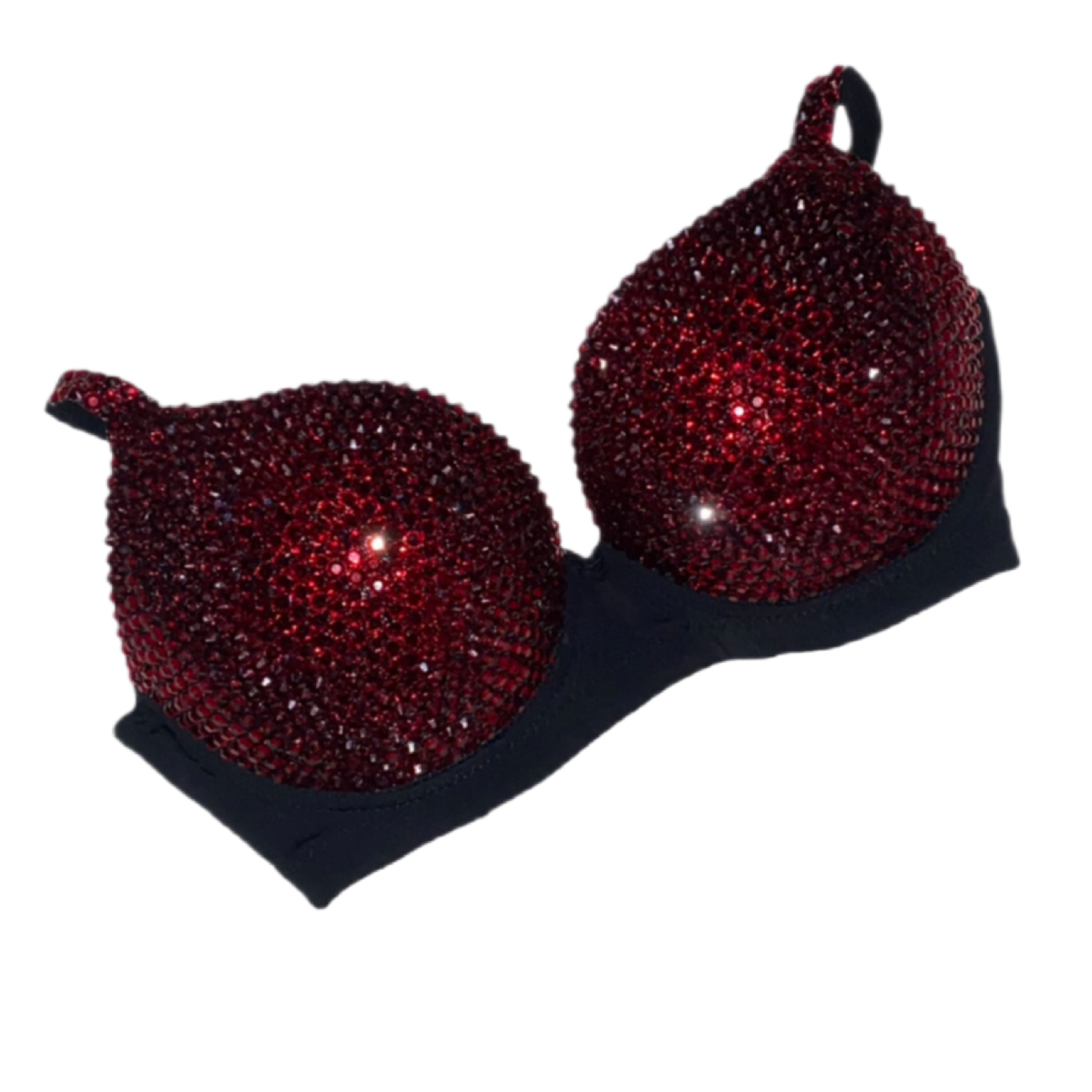 Dark Siam Red Rhinestone Crystal T-Shirt Bra In Black