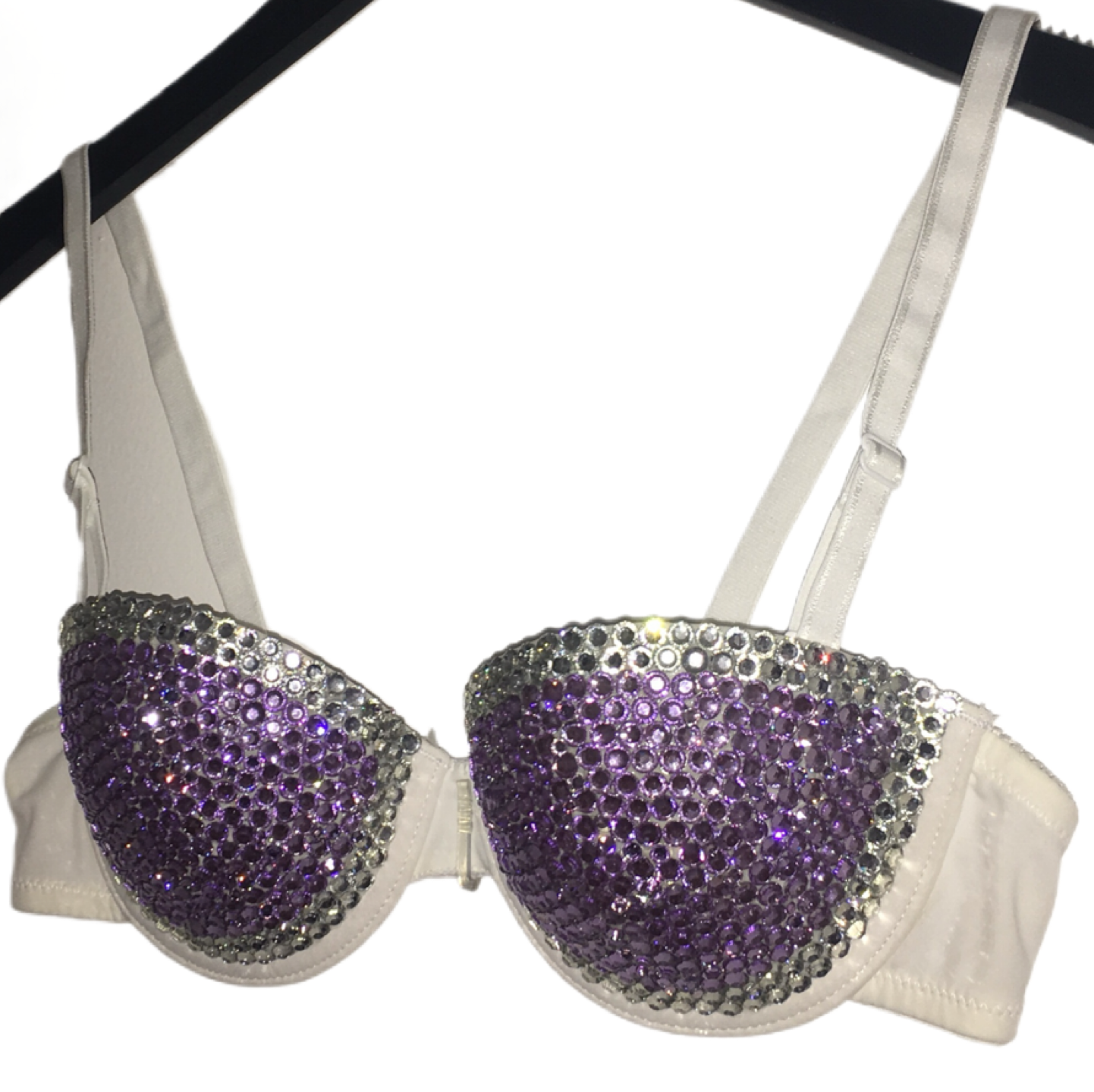 Crystal & Lilac Crystal Rhinestone Strapless Bra In White