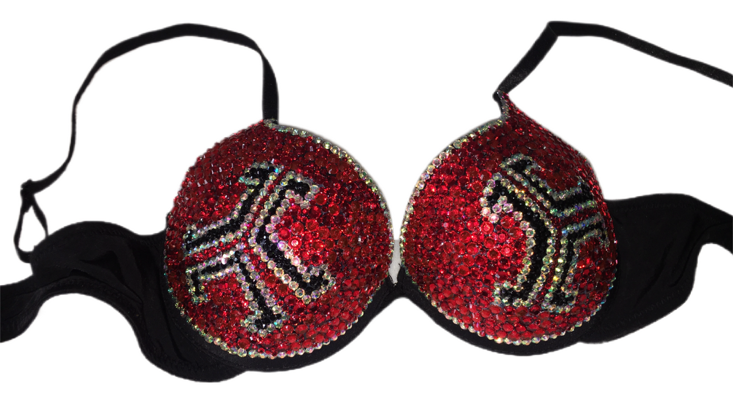 Red Crystal Defqon.1 T-Shirt Bra In Black