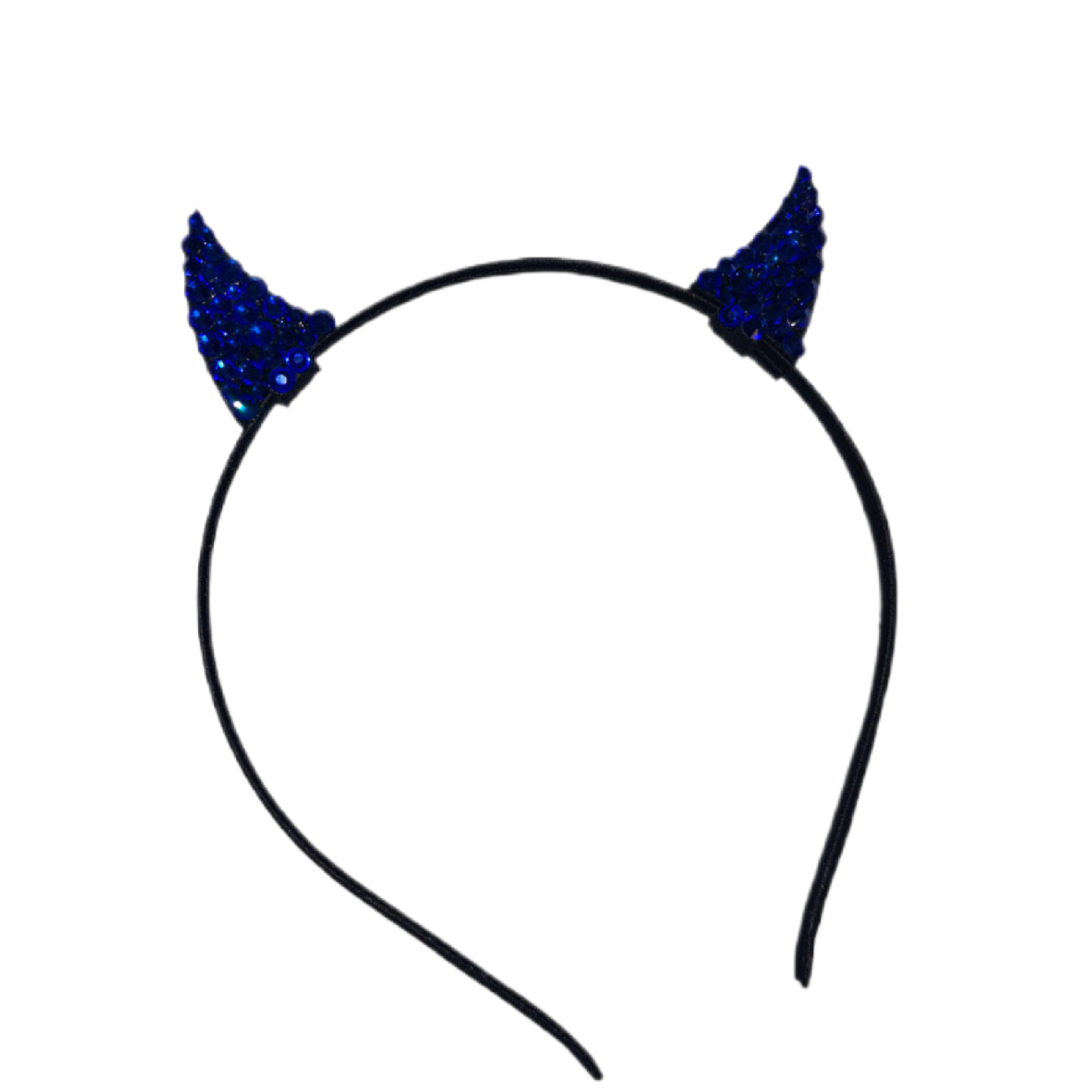 Mini Bling Devil Horn Ears In Sapphire Blue Crystal