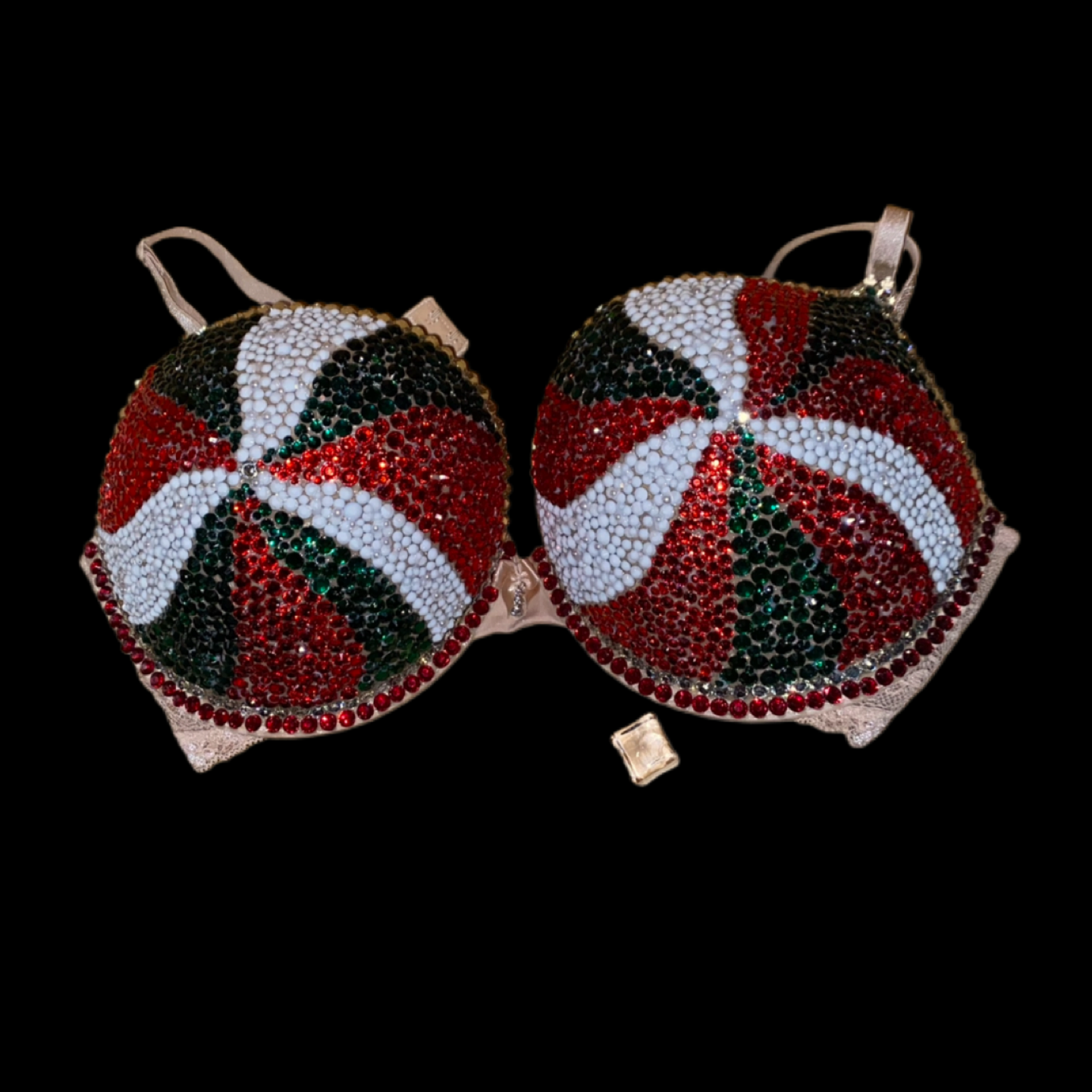 Candy Cane Rhinestone Crystal T-Shirt Bra In Nude