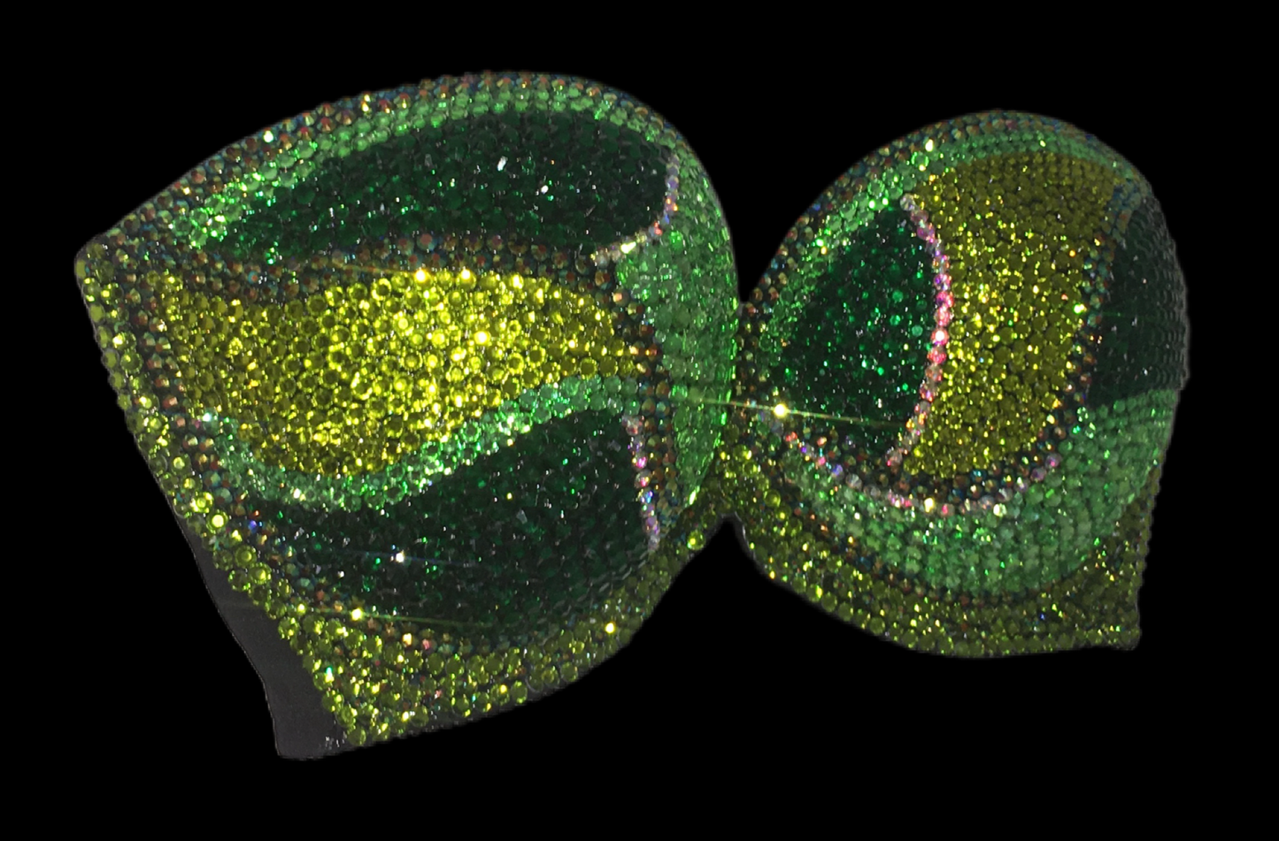 Green Mix Swirls Crystal Rhinestone Strapless Bralet In Black