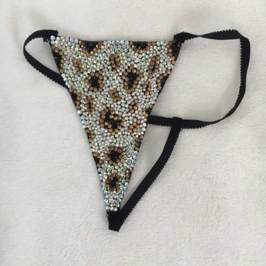 Leopard Print Crystal Diamond Rhinestone Pantie