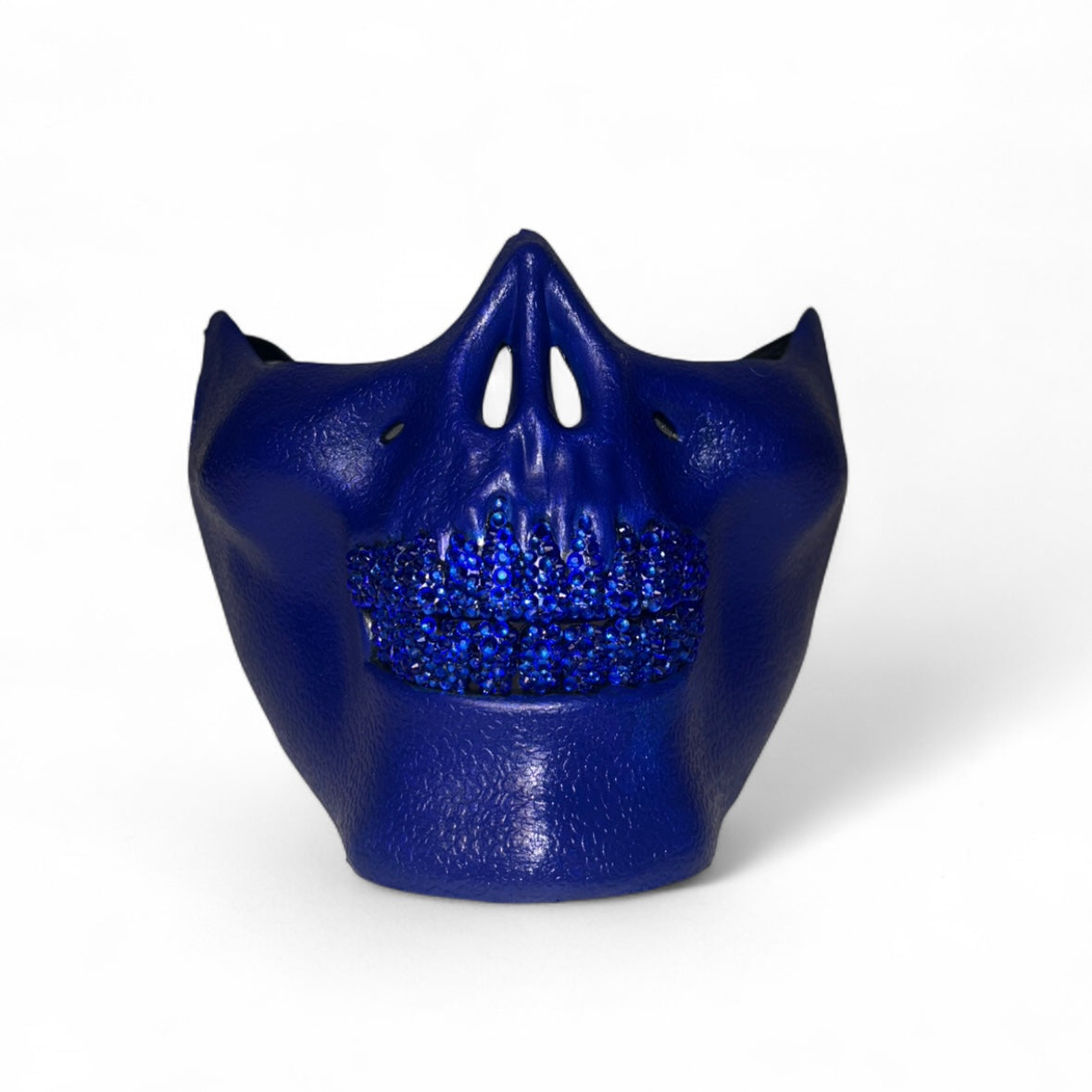 Blue Half Skull Mask With Sapphire Blue Crystal Grillzzzz