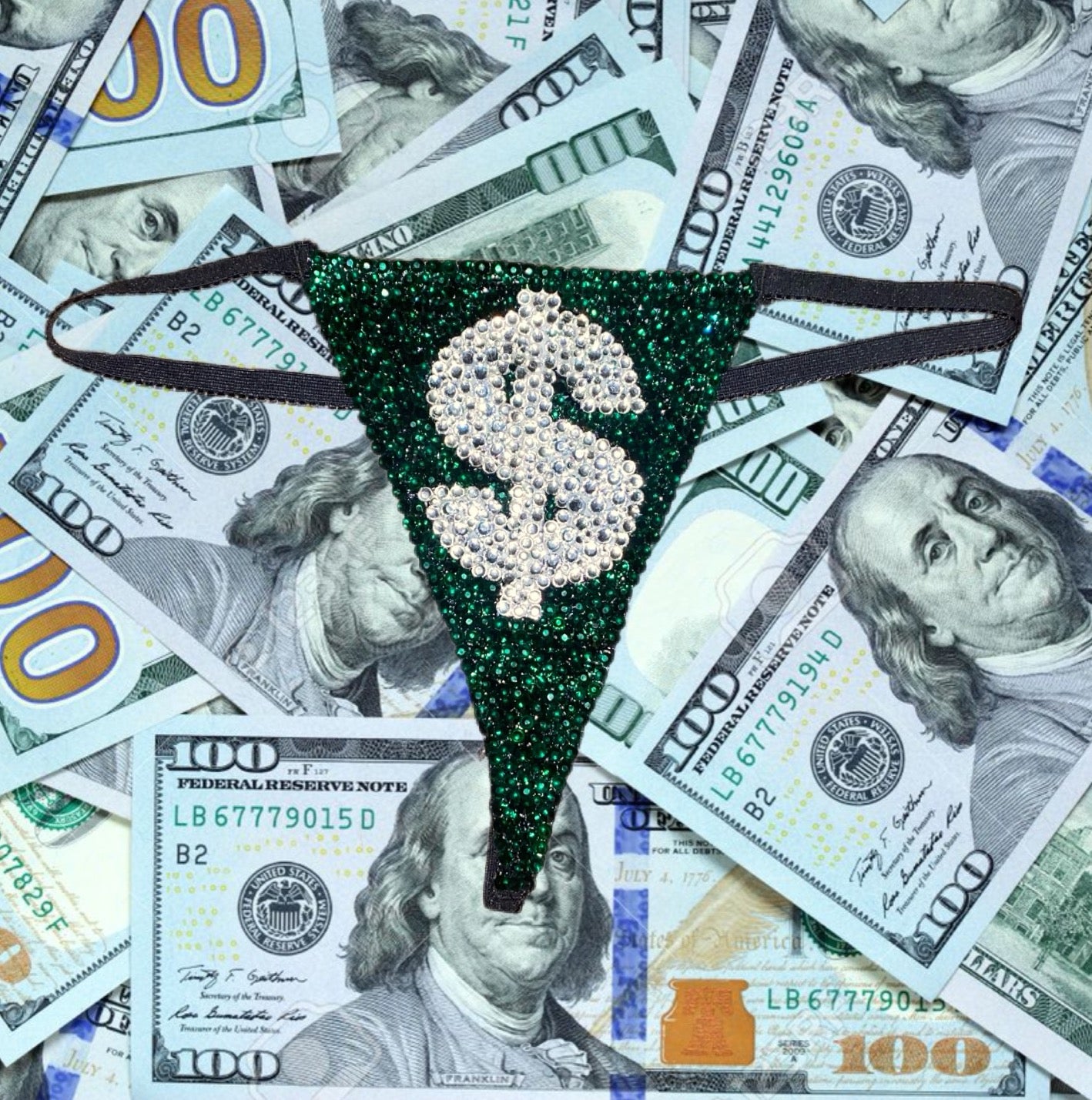Emerald Green Luxe Crystal Money Pantie