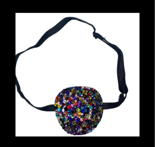 Multi Colour Dark Mix Padded Adjustable Crystal Eye Patch