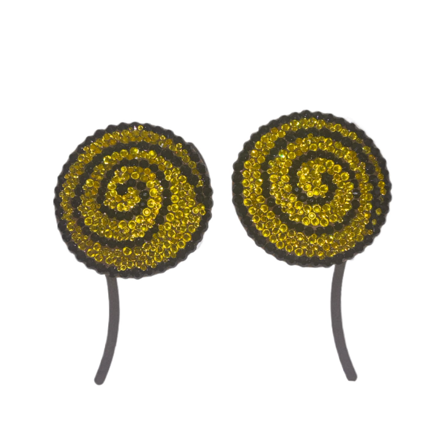 Yellow & Jet Black Swirls Luxe Crystal Pasties