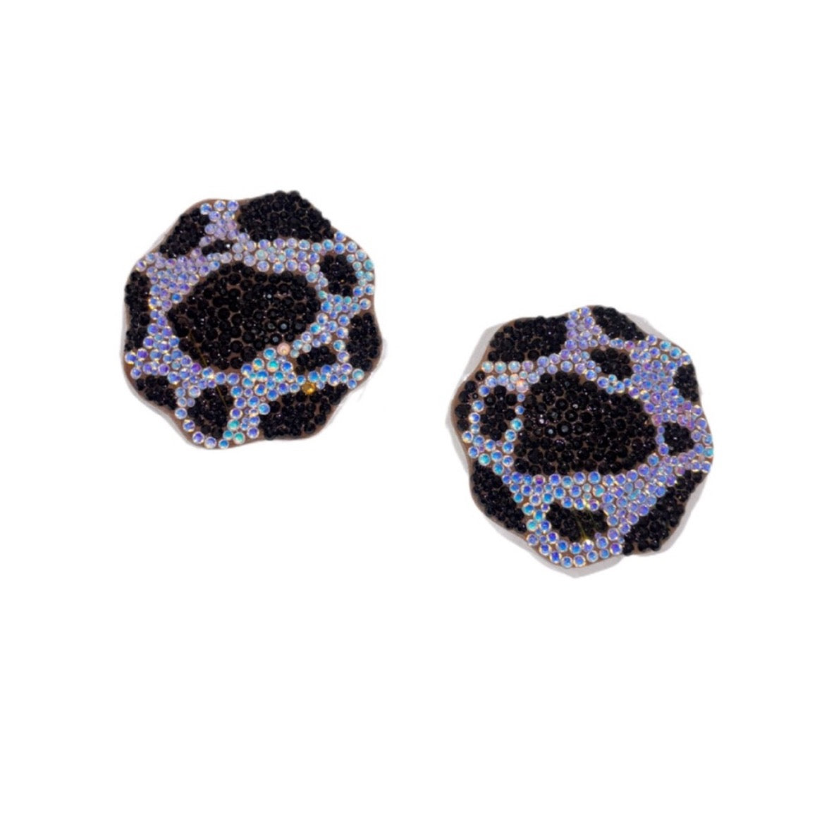 Luminous Black & White Cow Print Design Luxe Crystal Pasties