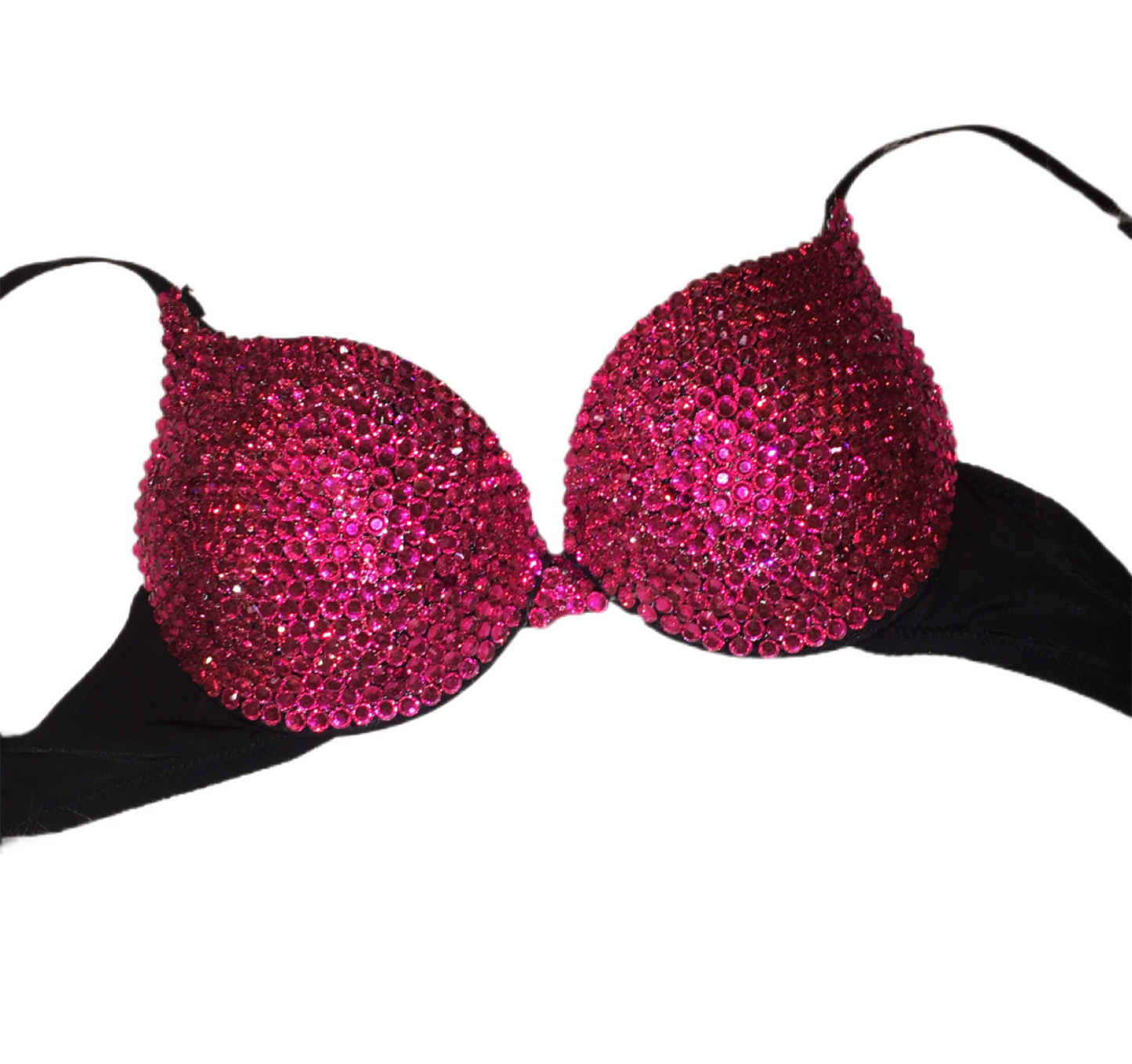 Hot Pink Rhinestone Crystal Plunge T-Shirt Bra In Black
