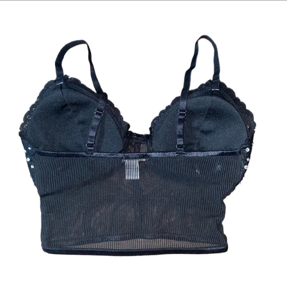 Black Lace Corset Top With Luxe Crystals