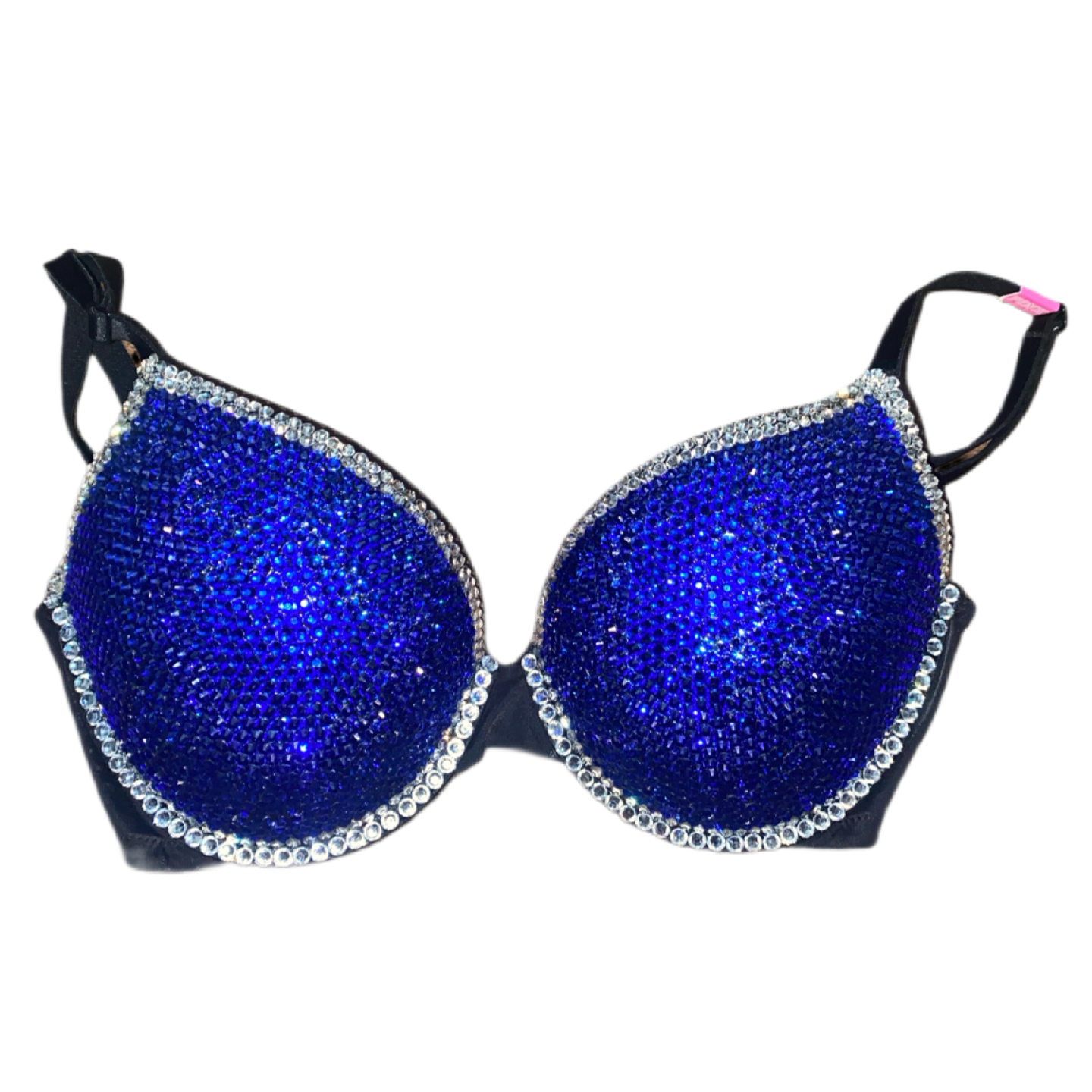 Sapphire Blue & Luxe Crystal Duo T-Shirt Bra In Black