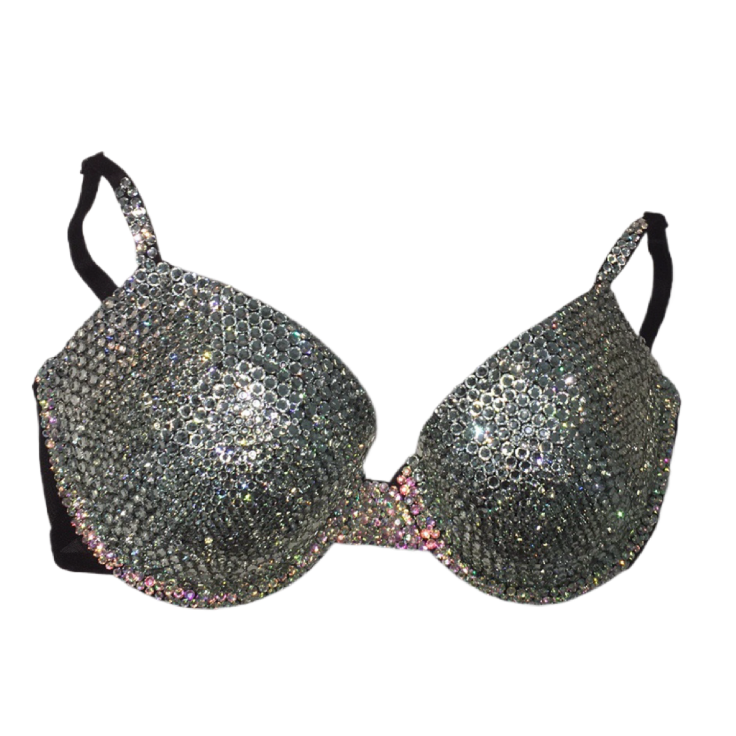 Diamond Crystal & AB T-Shirt Bra In Black