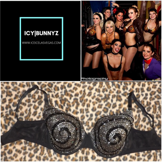 Black Diamond Swirl Rhinestone Crystal T-Shirt Bra In Black