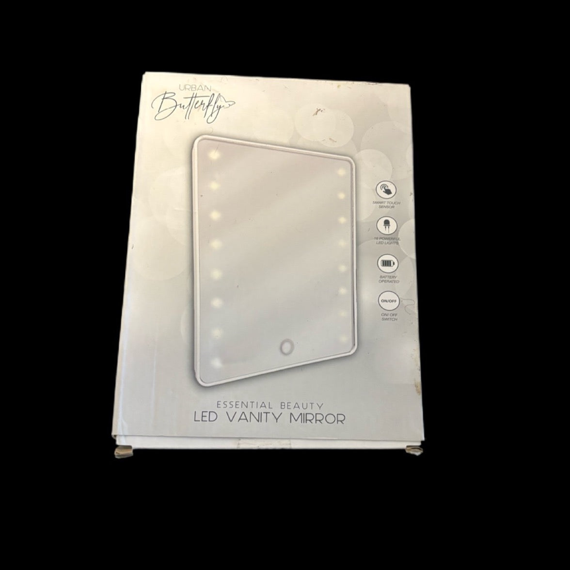 White Full Crystal & Crystal AB Iridescent Bling LED Mirror