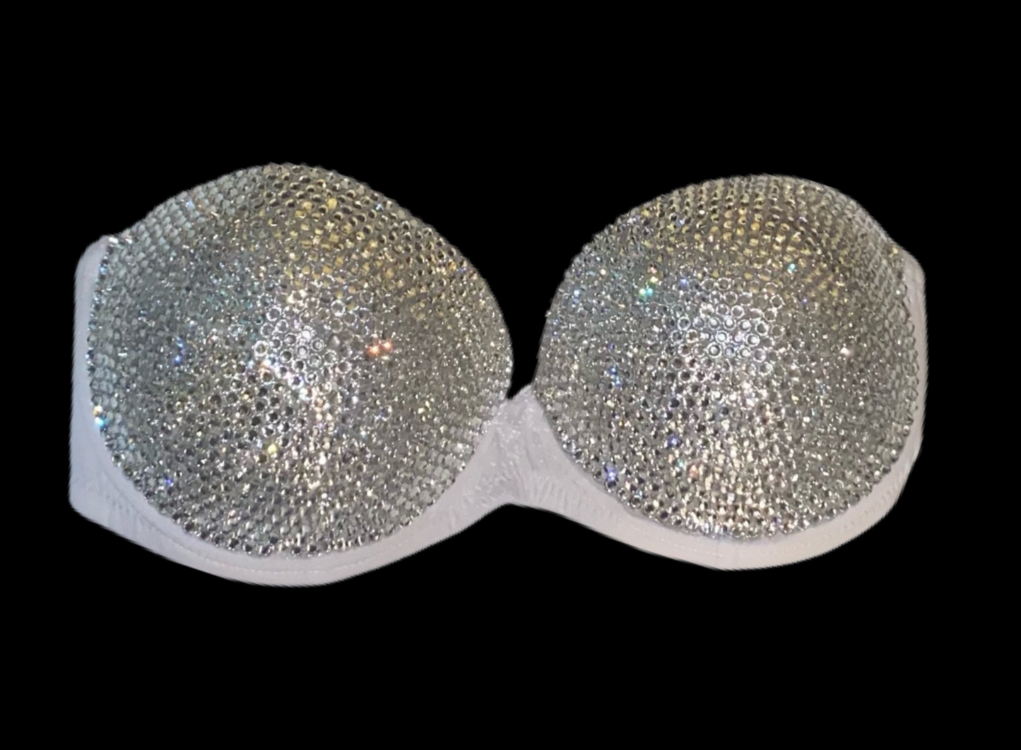 Crystal Diamond Strapless Bra In White
