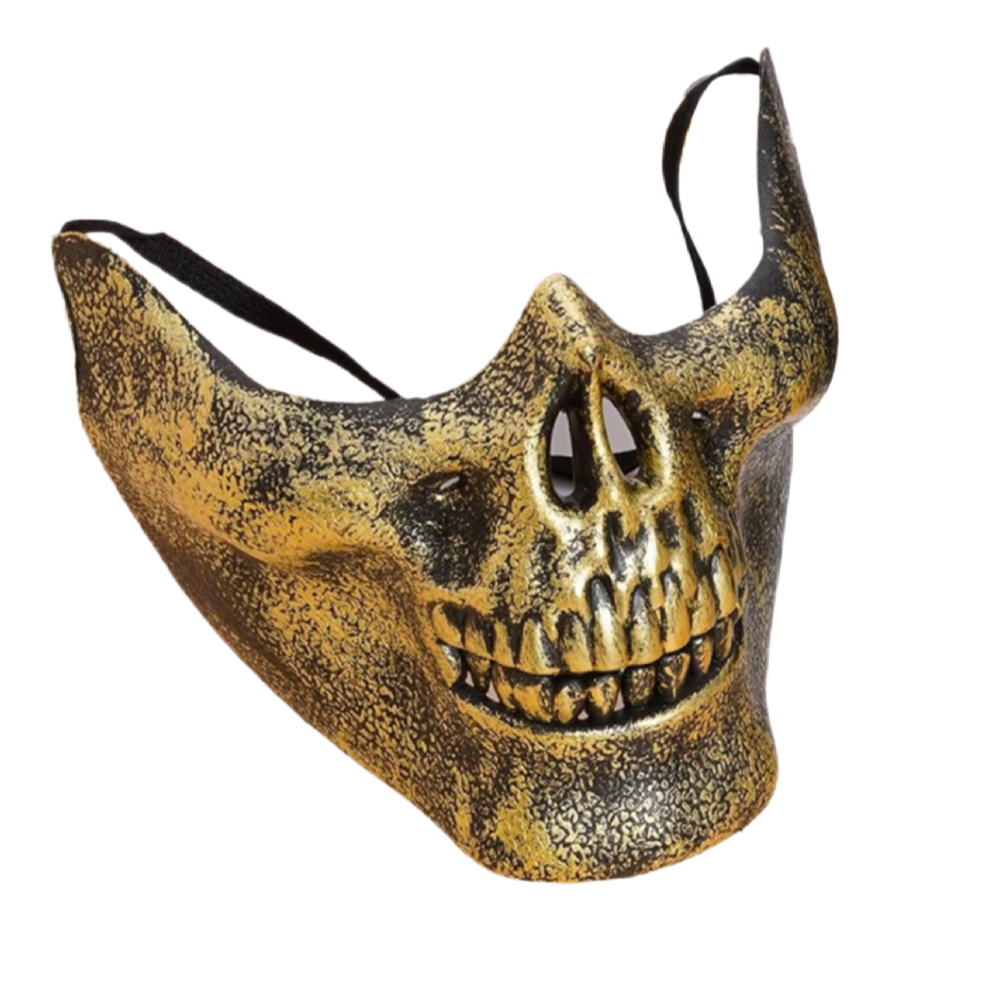 Black Half Skull Mask With Platinum Silver Crystal Grillz