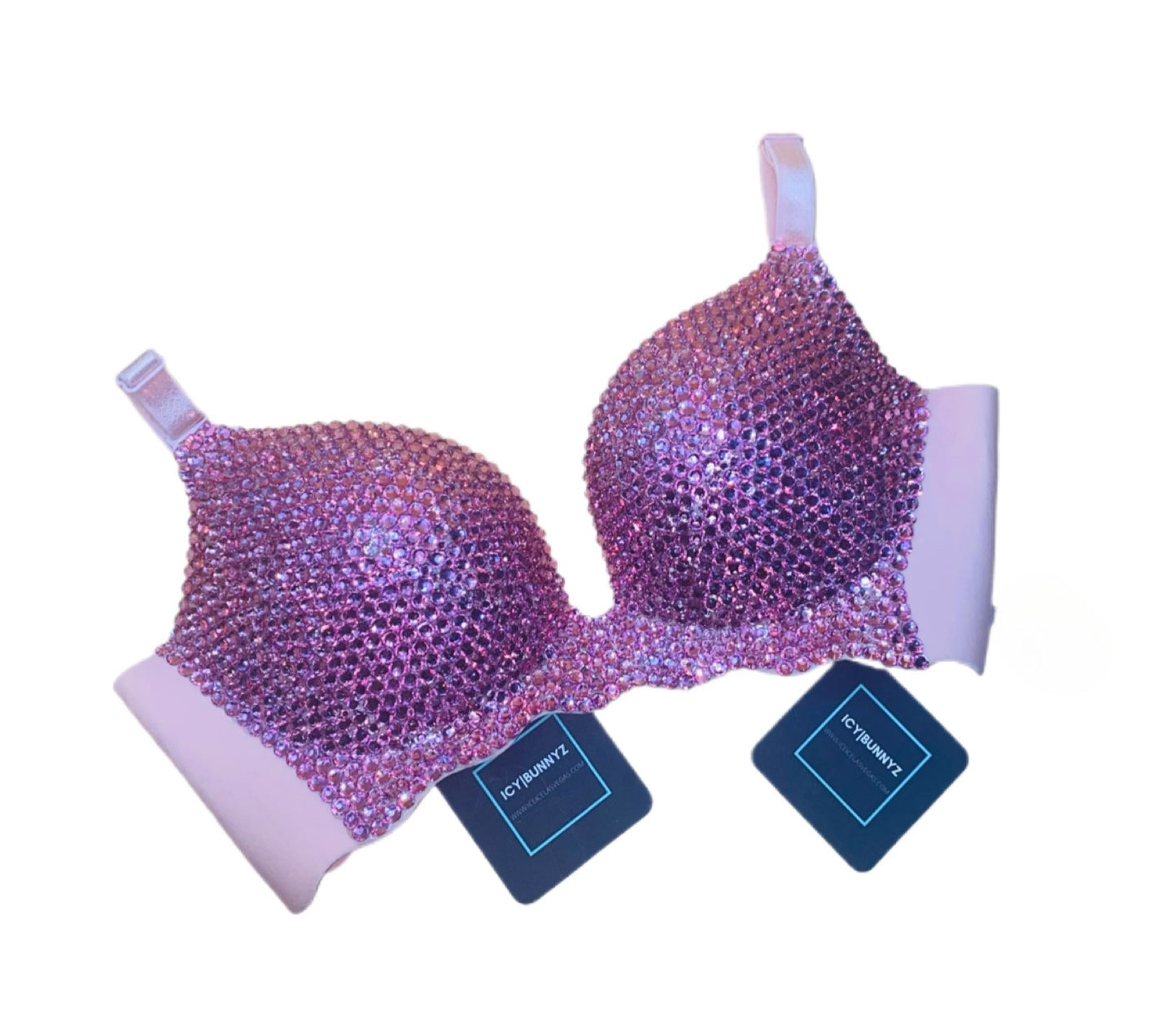 Rose Pink Crystal Rhinestone Wireless Bra In Nude