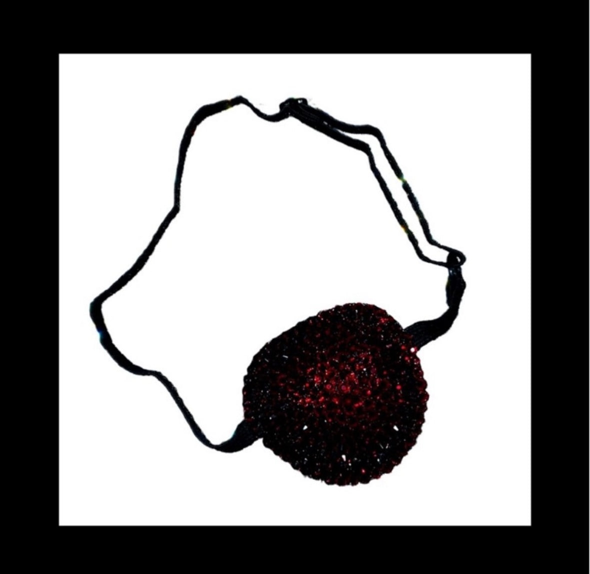 Garnet Red Crystal Padded Adjustable Crystal Eye Patch