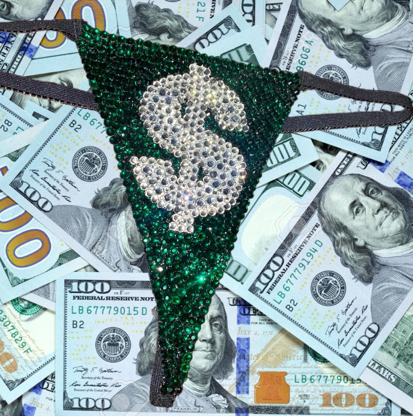 Emerald Green Luxe Crystal Money Pantie