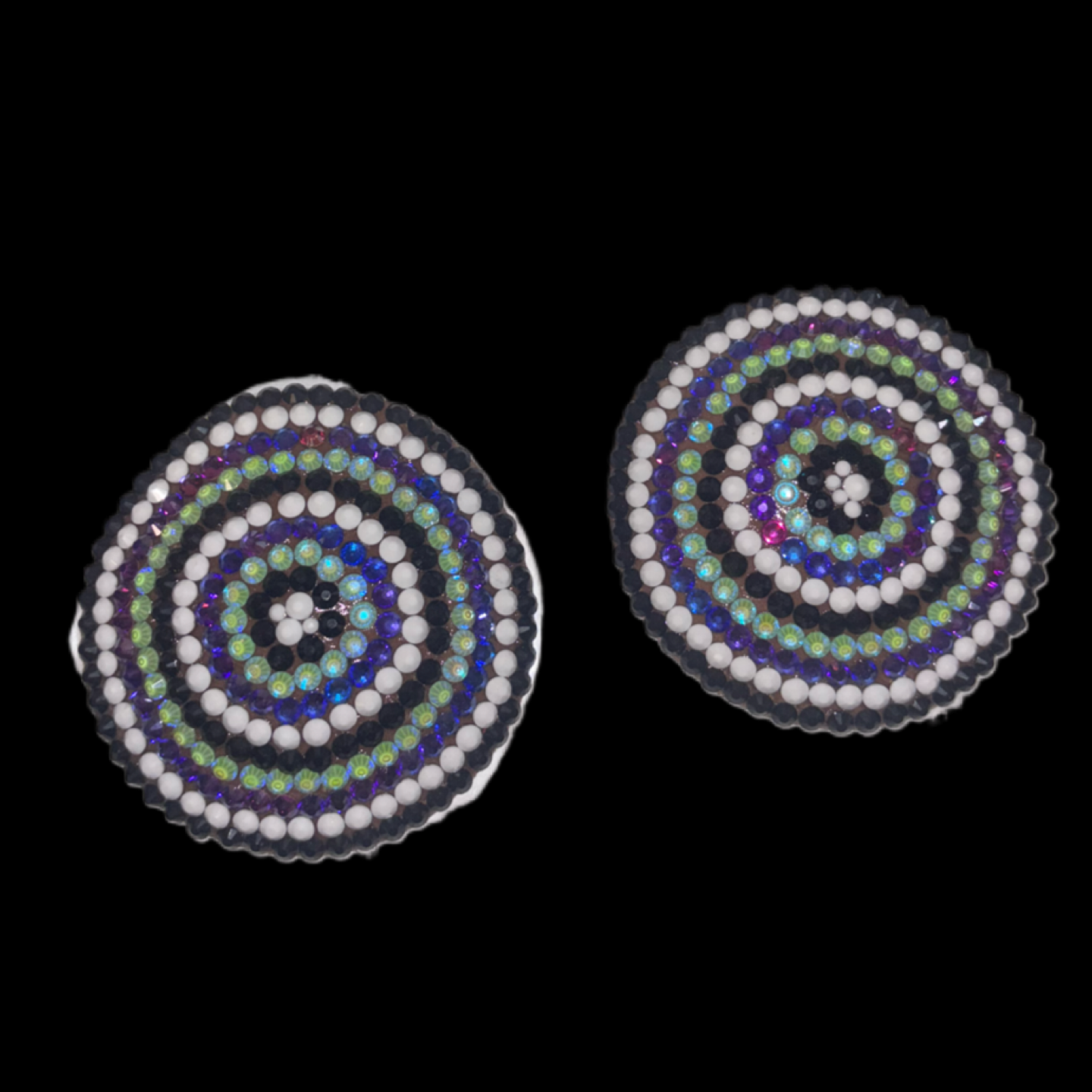 Black Purple Green & White Circles Diamonds Luxe Crystal Pasties