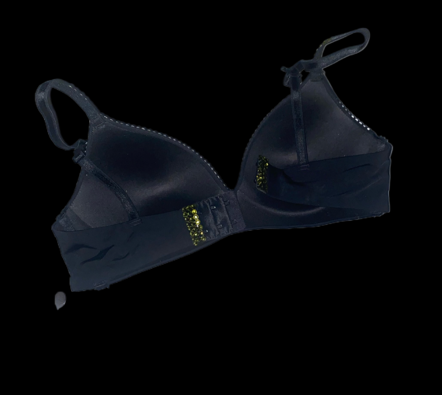 Olive Green Luxe Crystal  Wireless Bra In Black