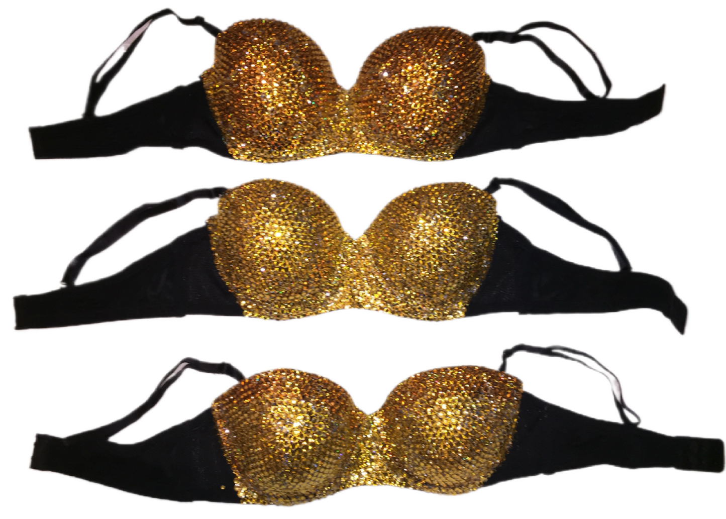 Topaz Gold Crystal Rhinestone Strapless Bralet In Black