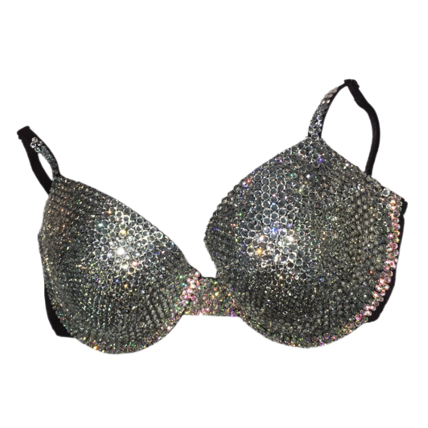Diamond Crystal & AB T-Shirt Bra In Black