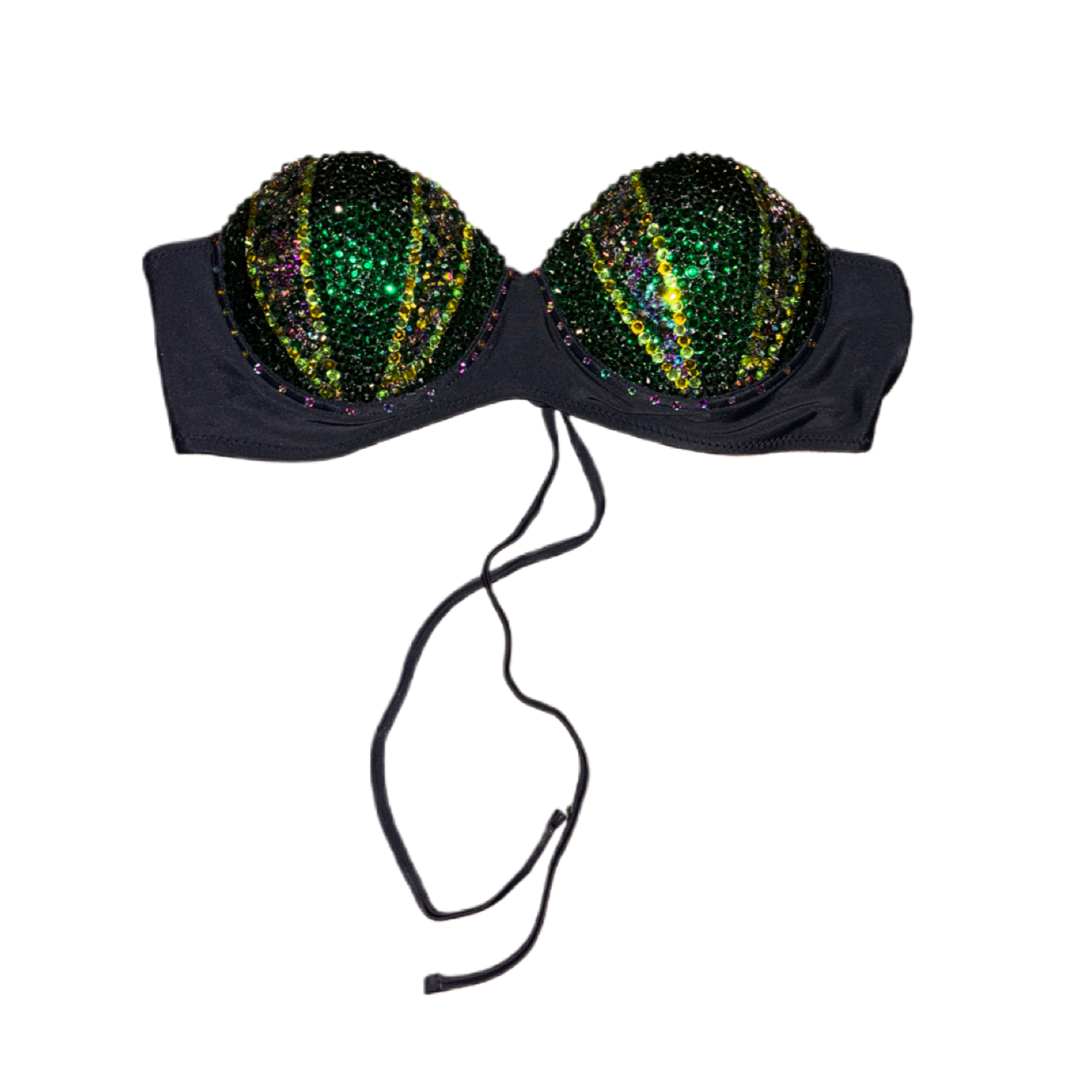Mermaid Shell Bra In Black & Green Mix Size L