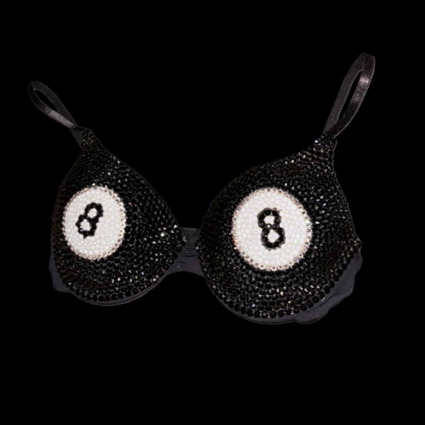 Magic 8 Ball Rhinestone Crystal T-Shirt Bra In Black