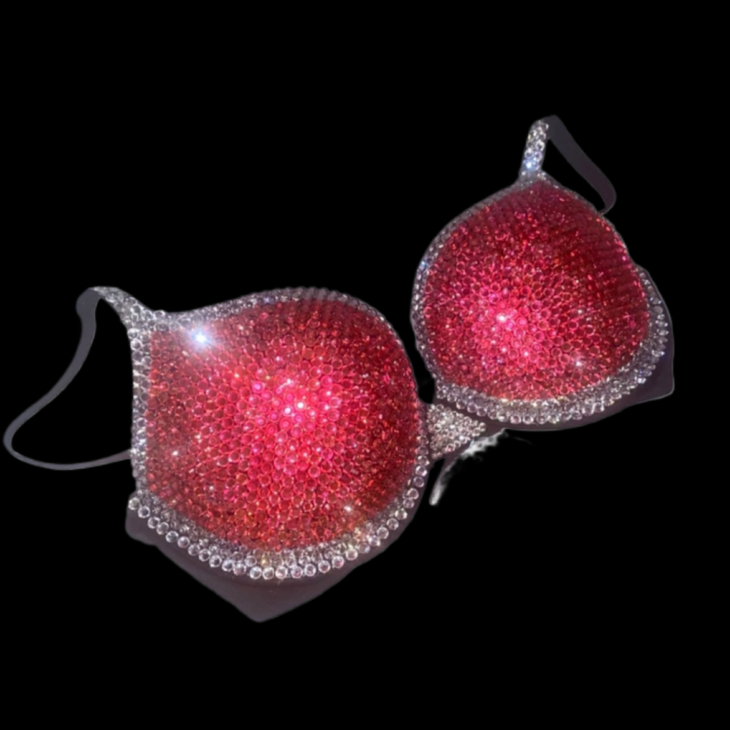 Hot Pink Rhinestone & Crystal Duo T-Shirt Bra In Black