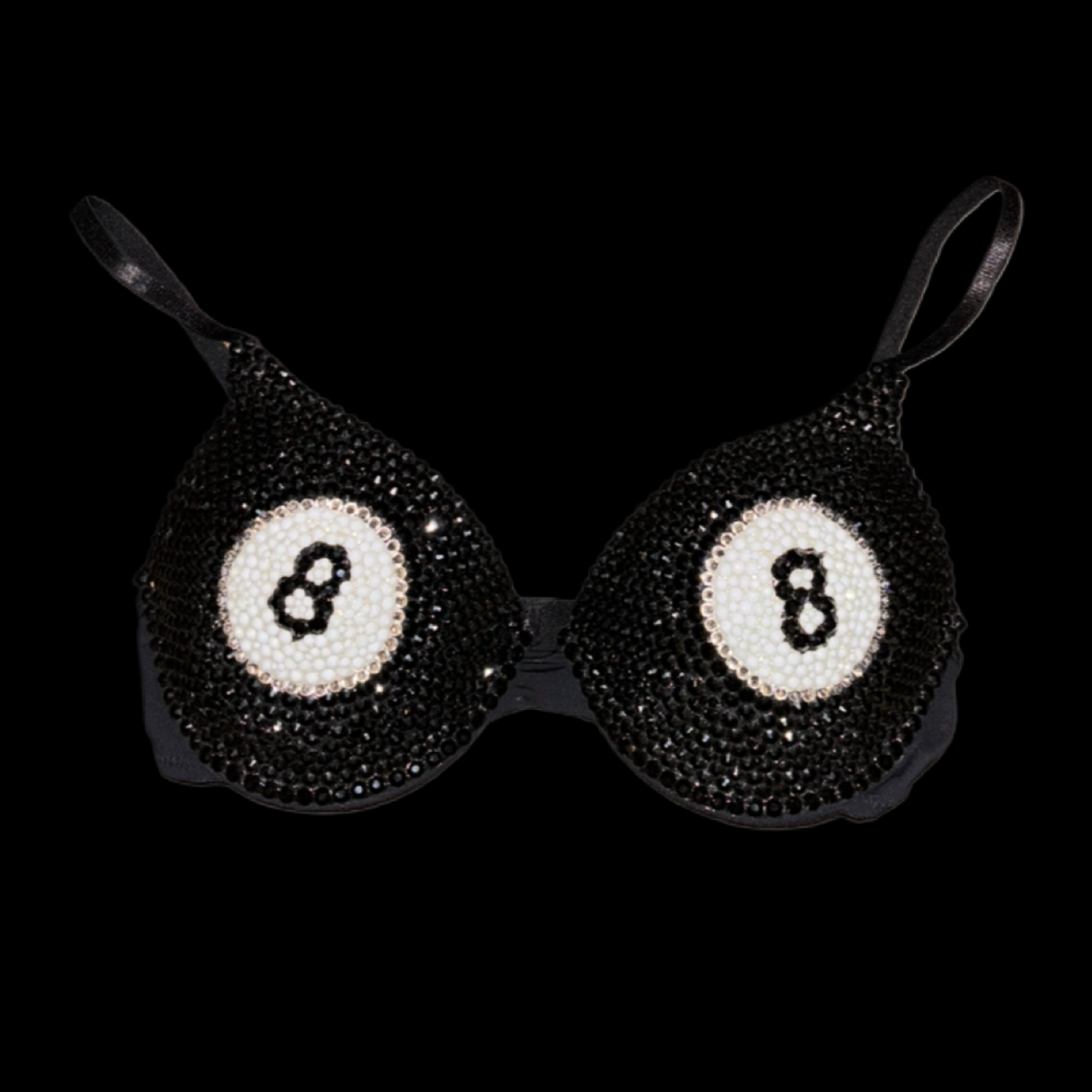 Magic 8 Ball Rhinestone Crystal T-Shirt Bra In Black