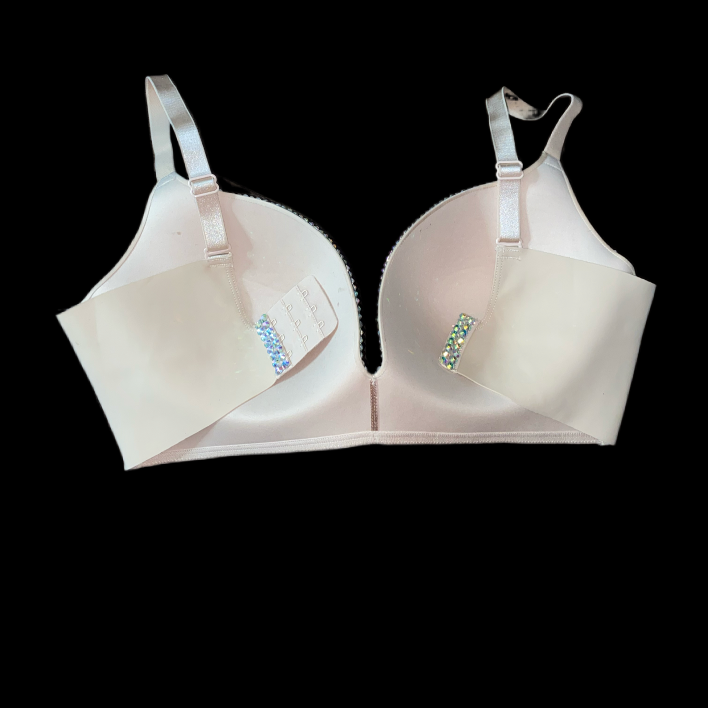 Luxe Crystal AB Iridescent Wireless Bra In Nude