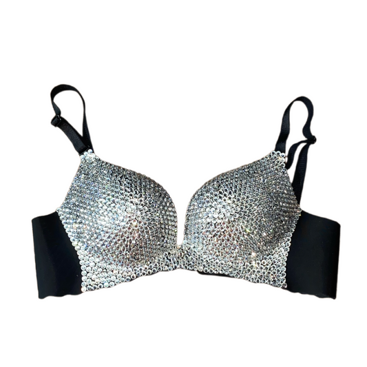Crystal Diamond Wireless Bra In Black