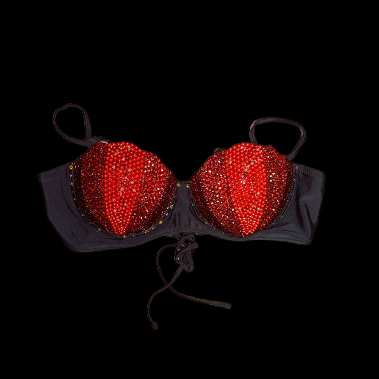 Mermaid Shell Bra In Black & Red Mix Size L