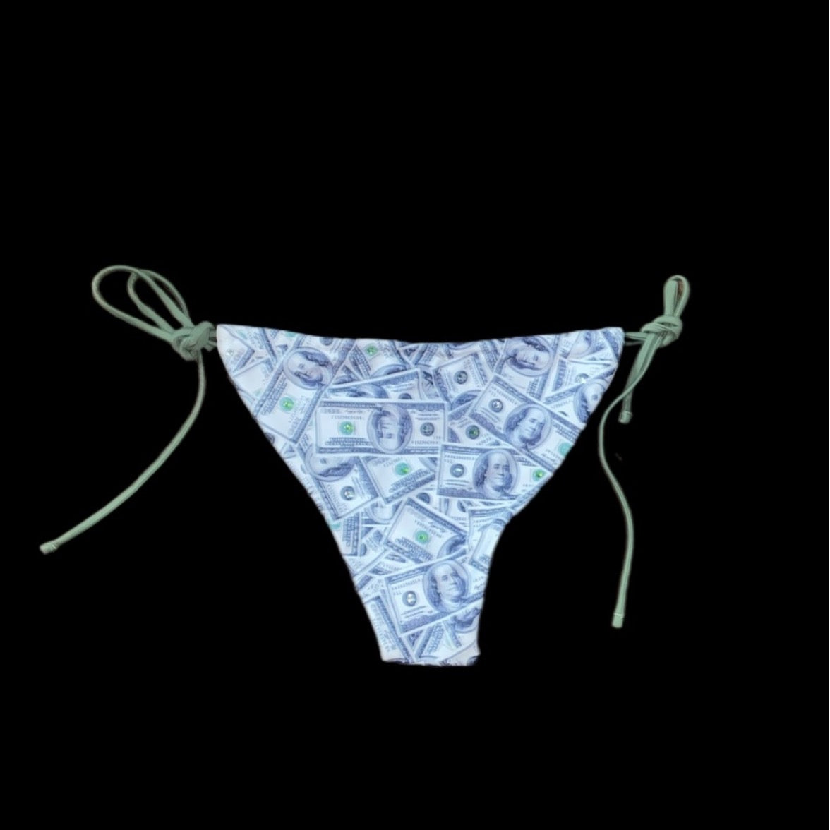 Sparkly Money Print Bikini Size Large
