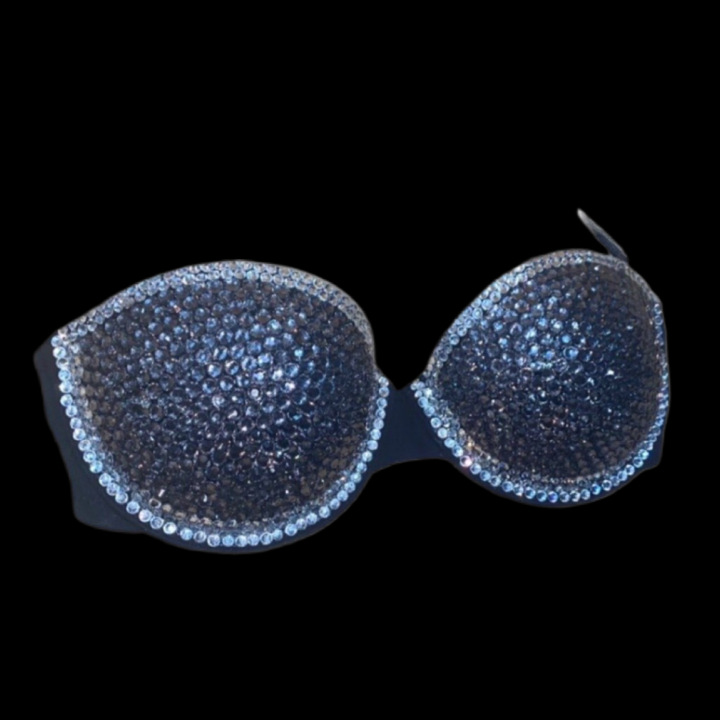 Black Diamond & Crystal Rhinestone Strapless Bra In Black