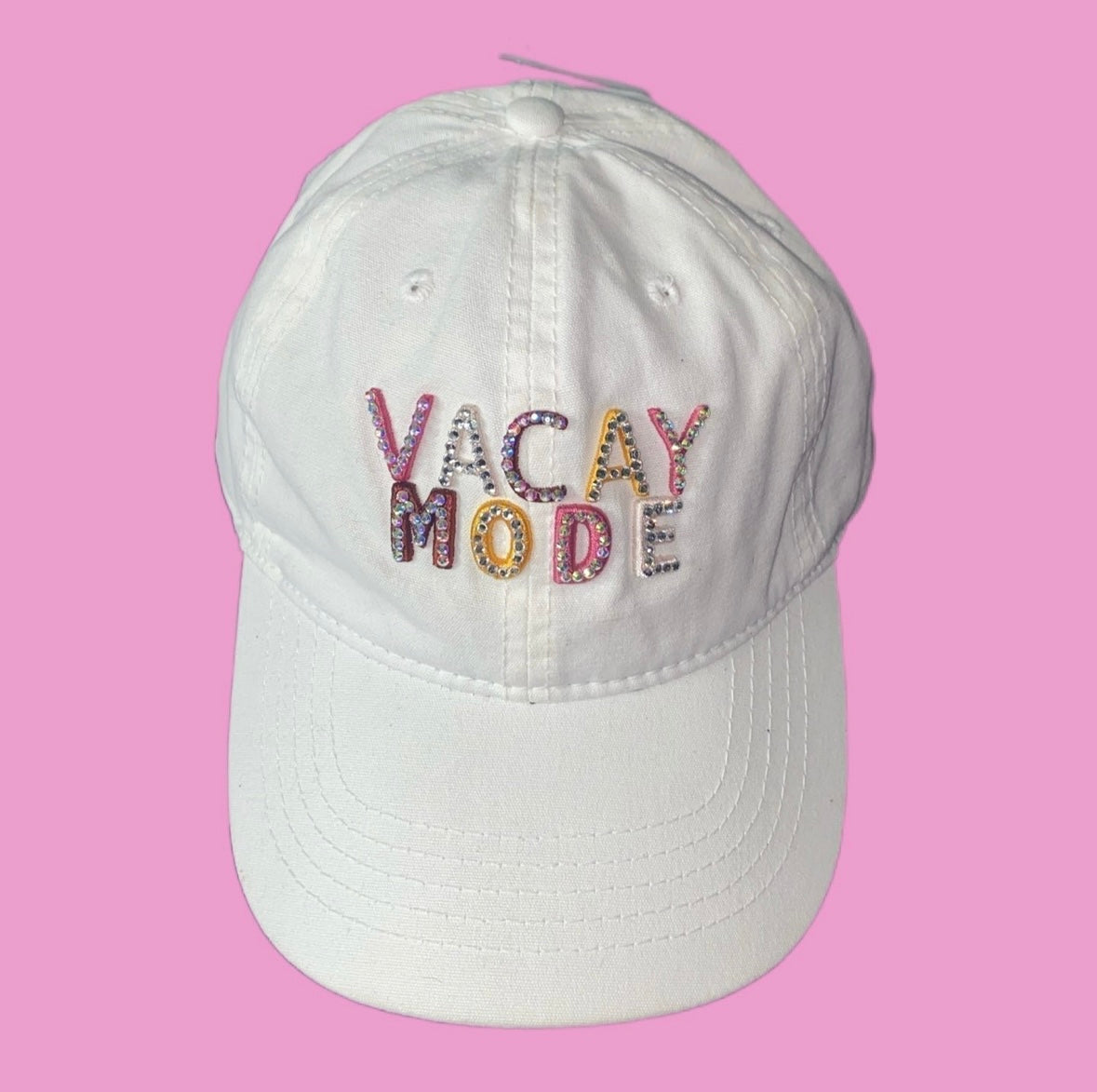 Vacay Mode Luxe Crystal Design Baseball Hat