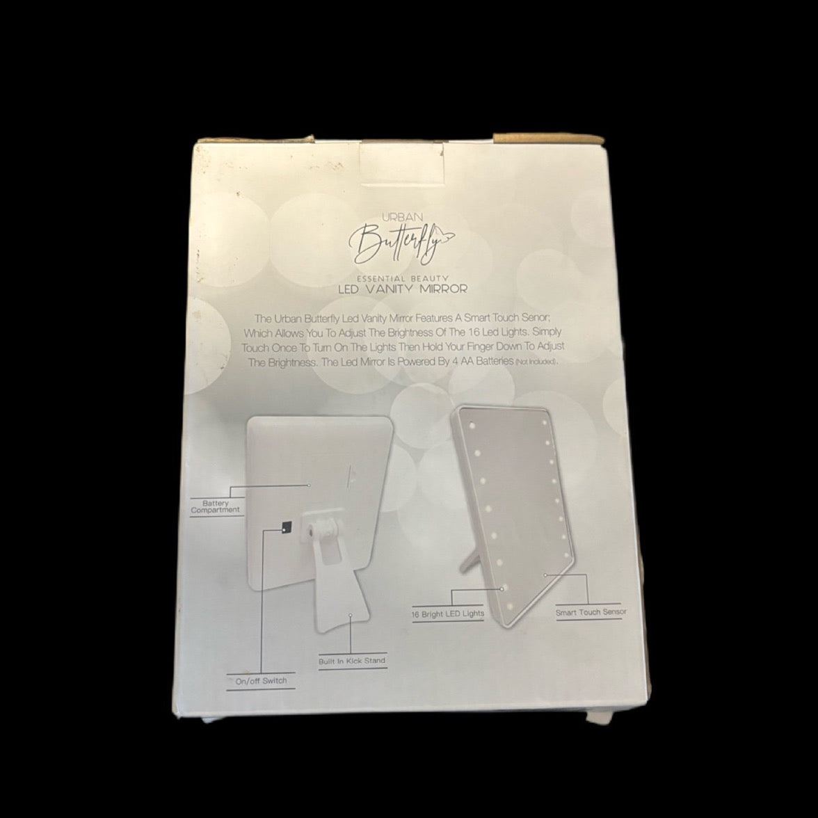 White Full Crystal & Crystal AB Iridescent Bling LED Mirror