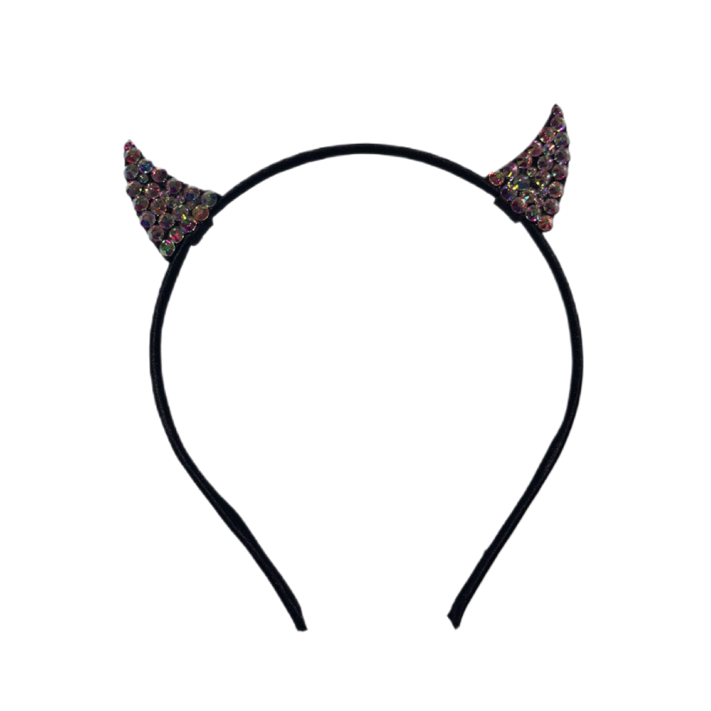 Mini Bling Devil Horn Ears In Crystal AB Iridescent Diamond