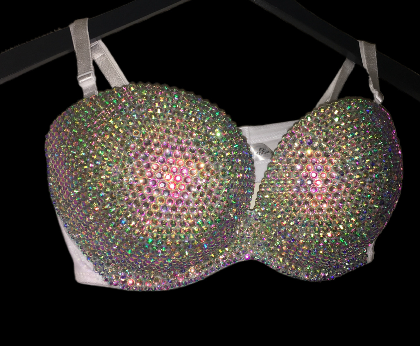 Crystal AB Iridescent Strapless Bralet In White