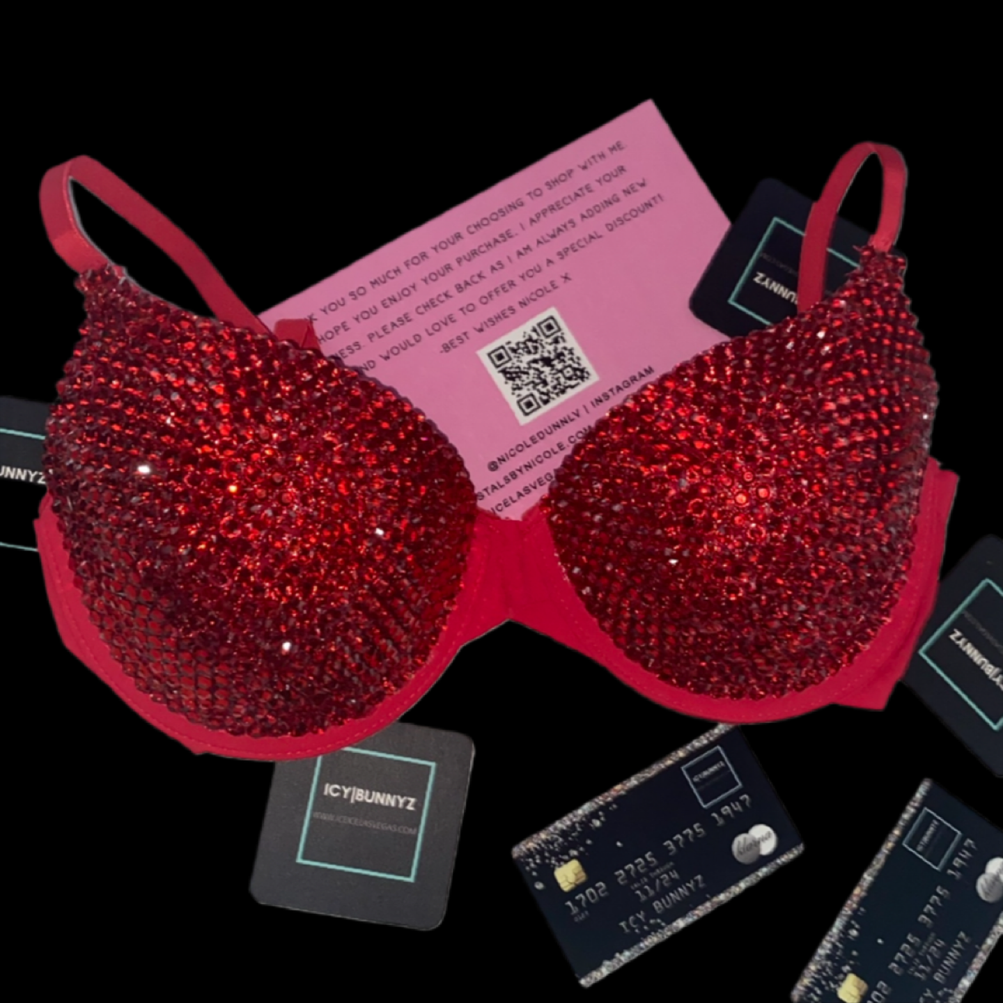Siam Red Rhinestone Crystal T-Shirt Bra In Red