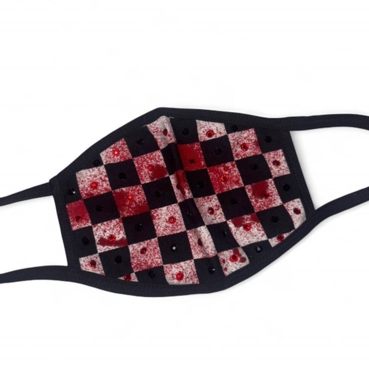 Horror Splash CheckerBoard Rhinestone Mask